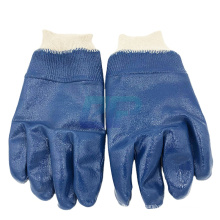 ppe equipment blue rubber gloves with knit wrist